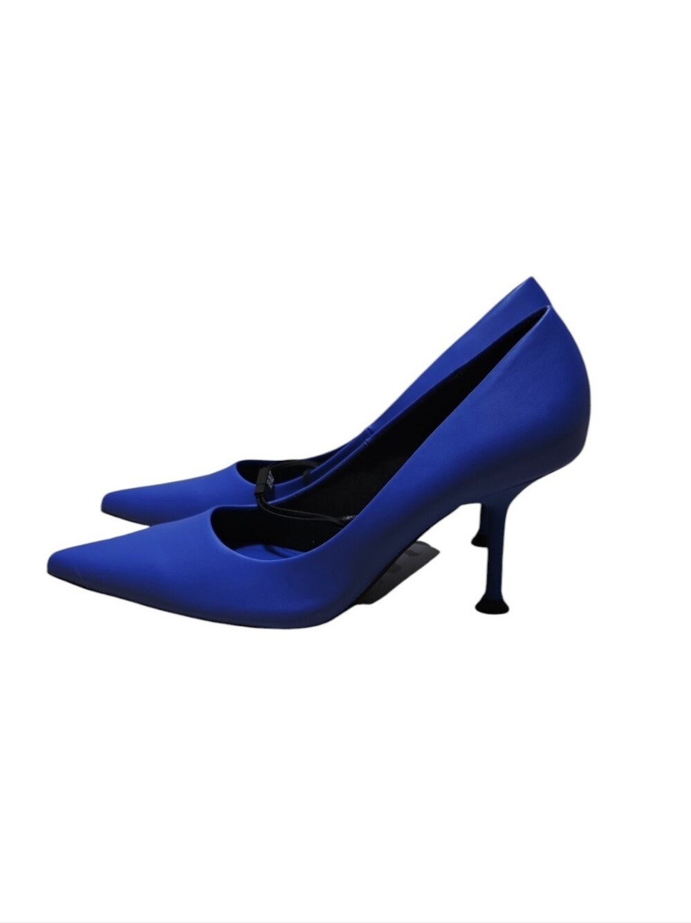NWT ZARA Cobalt Blue Pointed Toe Flared Mid-Heel Pumps Size 37